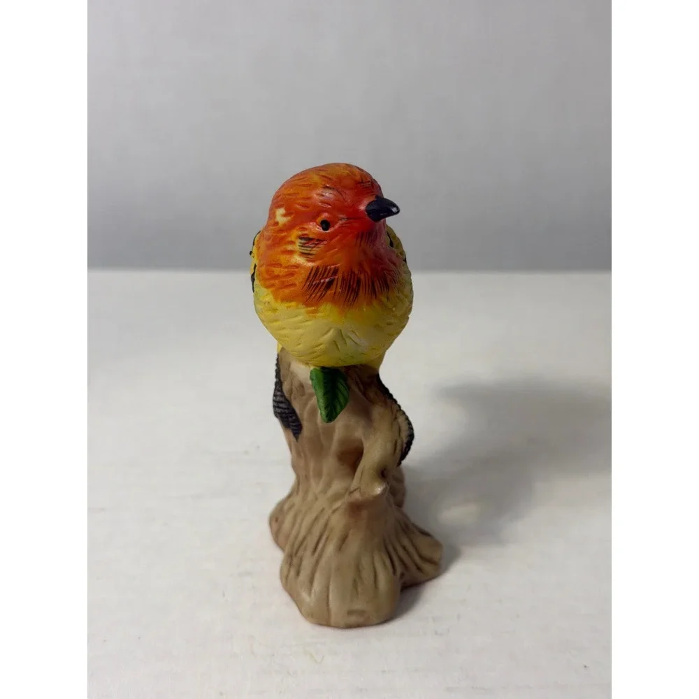 Vintage Hand Painted Porcelain Bird Figurine Western Tanager on Branch